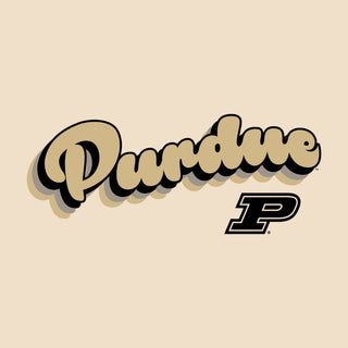 Purdue University Boilermakers Groovy Script Logo Ringer T Shirt - Natural/Black