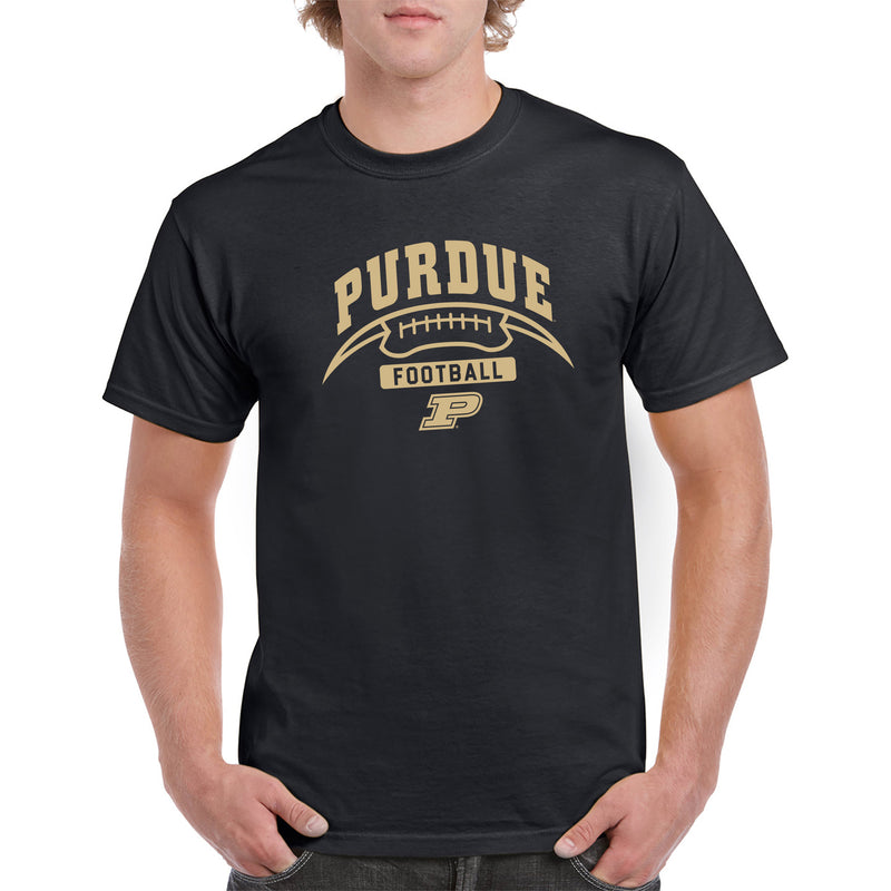 Purdue University Boilermakers Football Crescent Short Sleeve T Shirt - Black