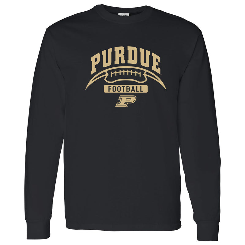 Purdue University Boilermakers Football Crescent Long Sleeve T Shirt - Black