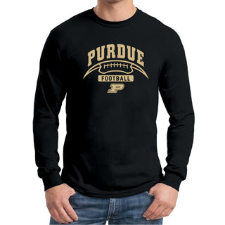 Purdue University Boilermakers Football Crescent Long Sleeve T Shirt - Black