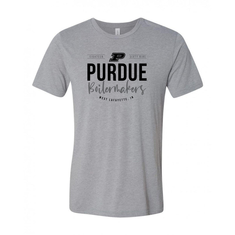 Purdue University Boilermakers Harbor Script Canvas Short Sleeve Triblend T-Shirt - Athletic Grey