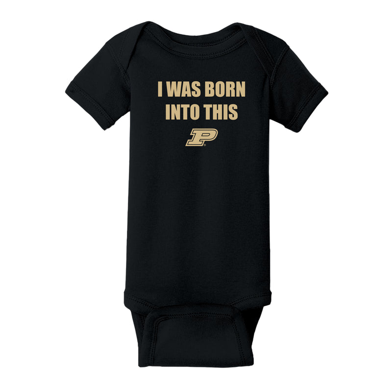 Purdue Boilermakers Born Into This Infant Creeper Bodysuit - Black