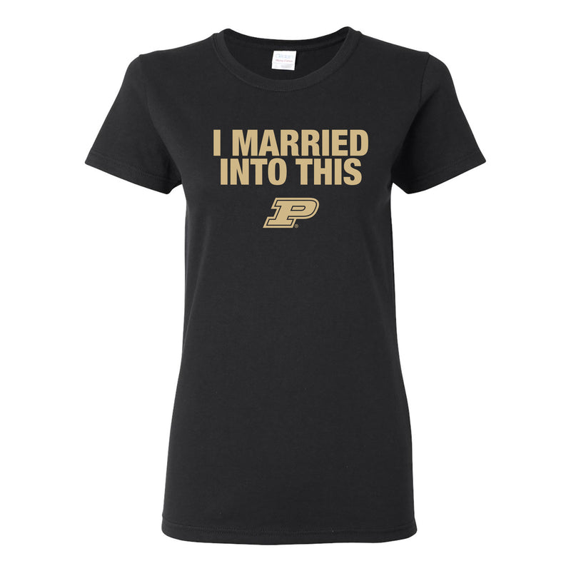 Purdue University Boilermakers I Married Into This Womens Short Sleeve T-Shirt - Black