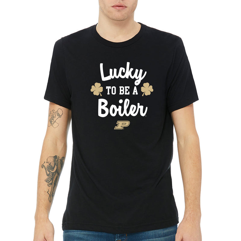 Purdue Boilermakers Lucky to be a Boiler Triblend T Shirt - Solid Black