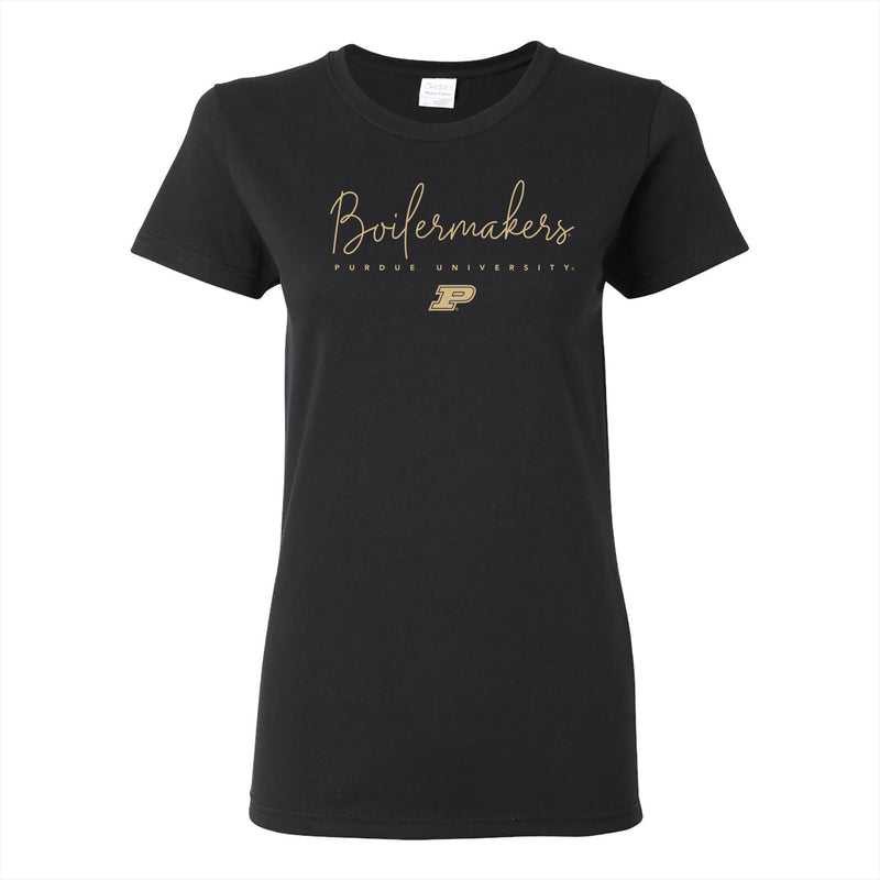 Purdue Thin Script Womens T-Shirt - Black