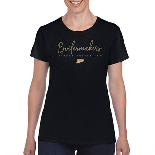 Purdue Thin Script Women's T-Shirt - Black