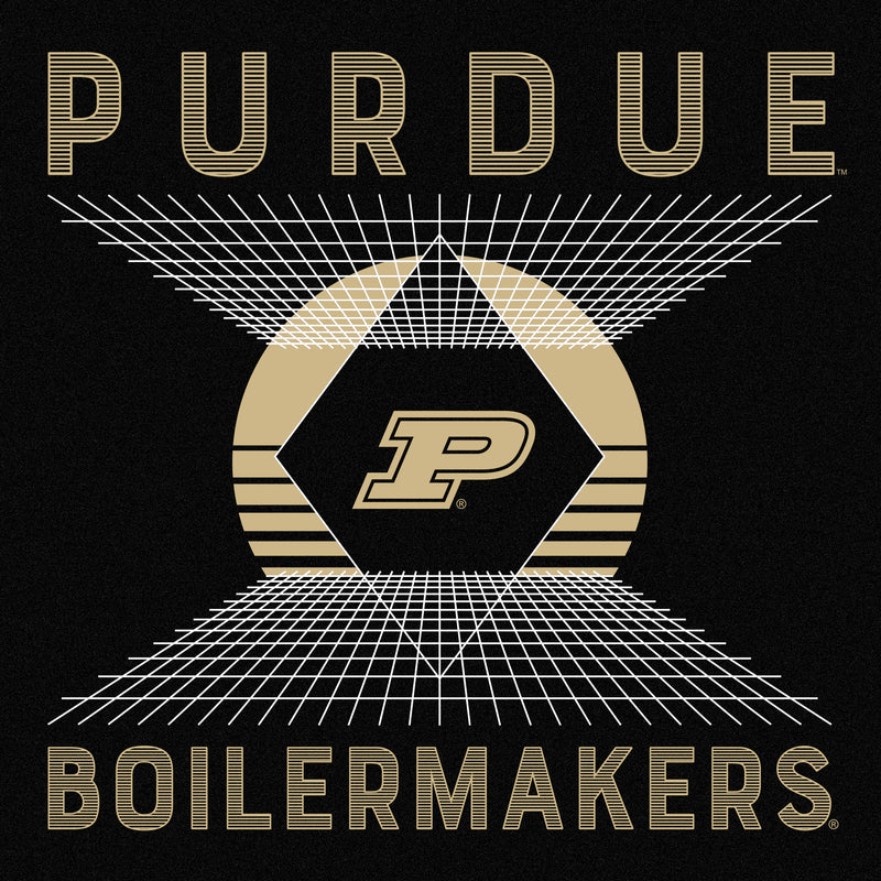 Purdue Boilermakers Vaporwave Grid Triblend T Shirt - Solid Black