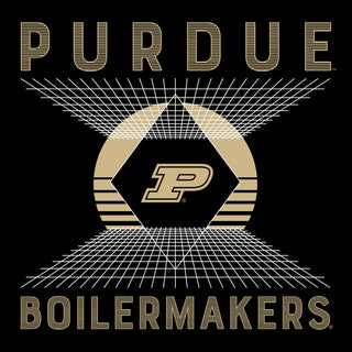 Purdue Boilermakers Vaporwave Grid Tank Top - Black