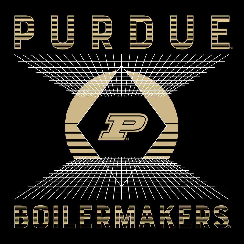 Purdue Boilermakers Vaporwave Grid Tank Top - Black