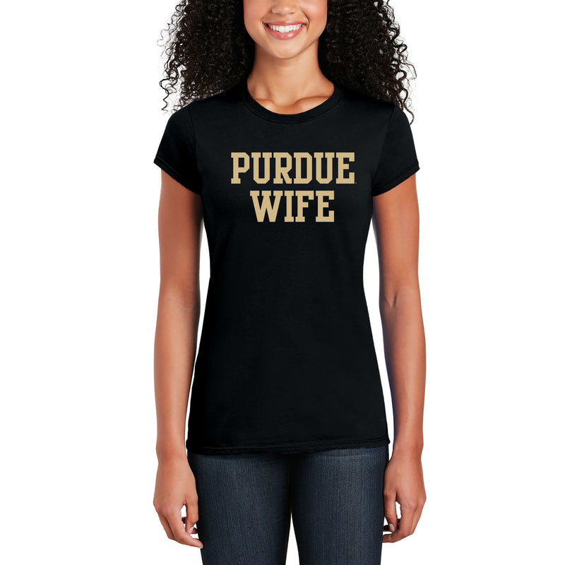Purdue Boilermakers Basic Block Wife Women's T Shirt - Black