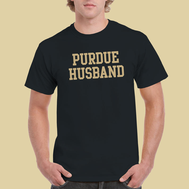 Purdue Boilermakers Basic Block Husband T Shirt - Black