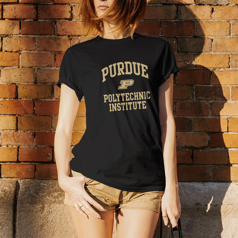 Purdue Arch Logo Polytechnic Institute T Shirt - Black