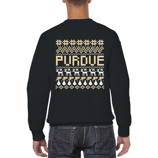 Purdue University Boilermakers Holiday Sweater Crewneck Sweatshirt - Black