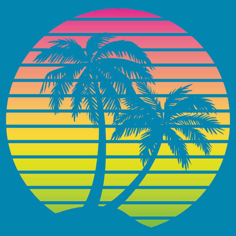 Palm Trees Sunset Tank Top - Sapphire