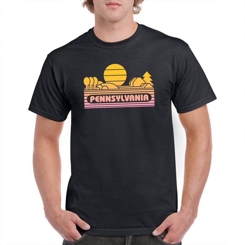 Pennsylvania Groovy Sunset T-Shirt - Black