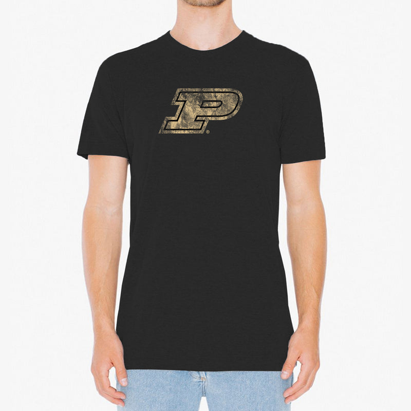 Purdue University Boilermakers Distress Logo Next Level Short Sleeve T Shirt - Vintage Black