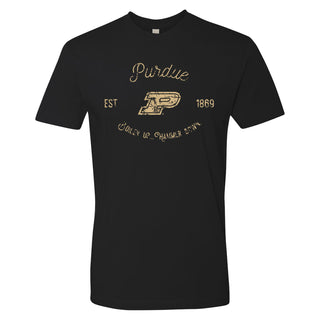 Purdue University Boilermakers Vintage Script Short Sleeve T Shirt - Black