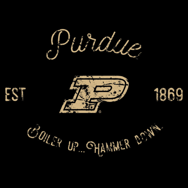 Purdue University Boilermakers Vintage Script Next Level Short Sleeve T Shirt - Black
