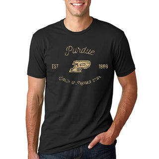 Purdue University Boilermakers Vintage Script Short Sleeve T Shirt - Black