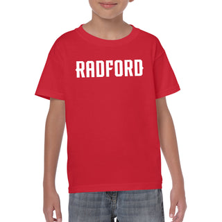 Radford University Highlanders Basic Block Cotton Short Sleeve Youth T Shirt - Red