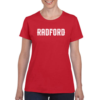 Radford University Highlanders Basic Block Cotton Short Sleeve Womens T Shirt - Red