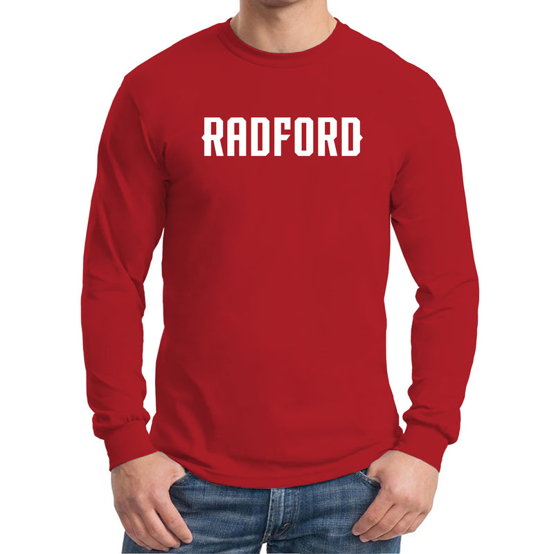 Radford University Highlanders Basic Block Cotton Long Sleeve T Shirt - Red