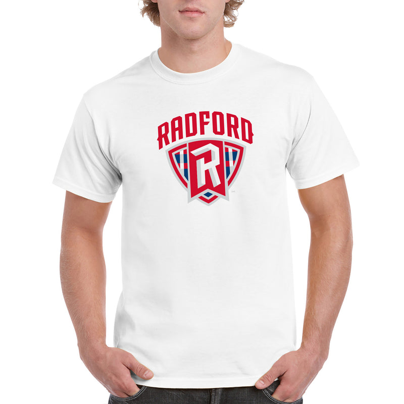 Radford University Highlanders Arch Logo Basic Cotton Short Sleeve T Shirt - White