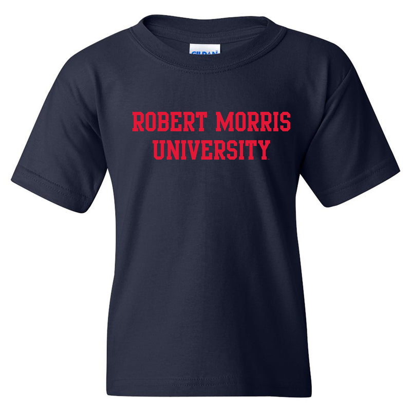 Robert Morris University Colonials Basic Block Short Sleeve Youth T Shirt - Navy