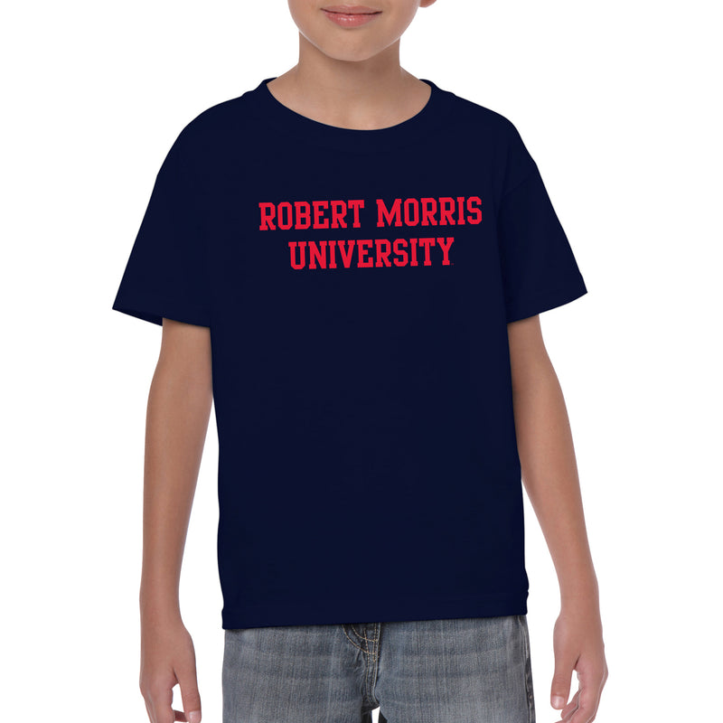 Robert Morris University Colonials Basic Block Short Sleeve Youth T Shirt - Navy