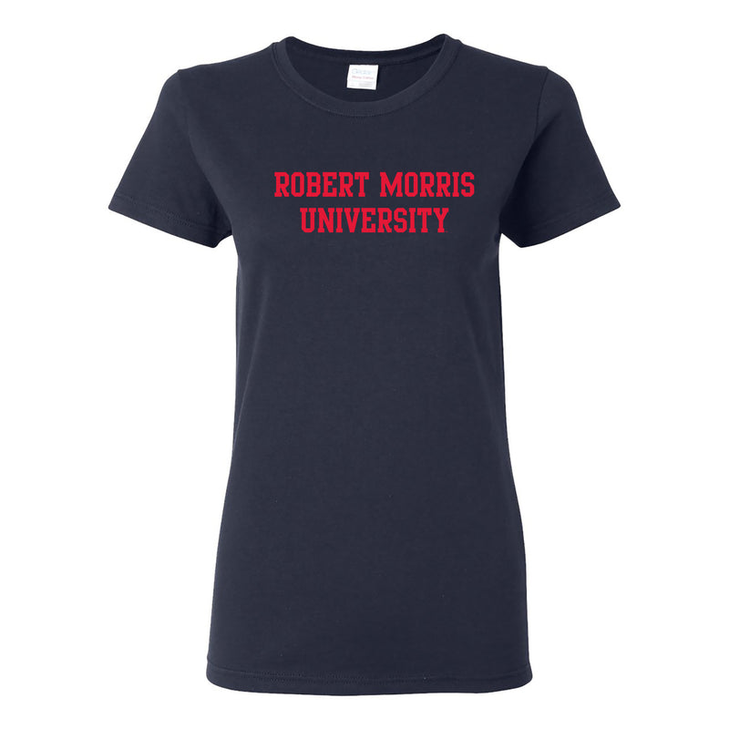 Robert Morris University Colonials Basic Block Short Sleeve Womens T Shirt - Navy