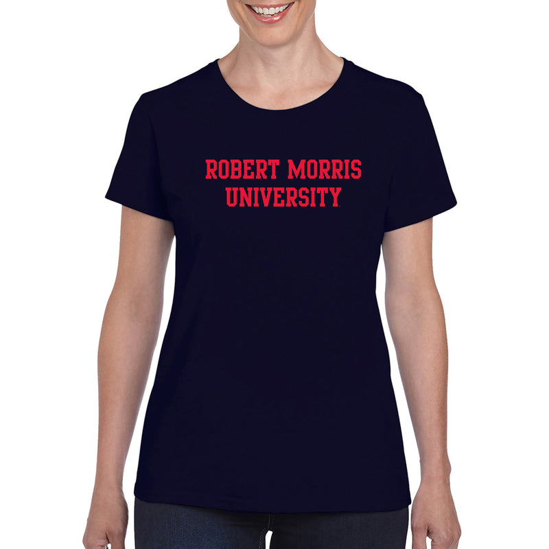 Robert Morris University Colonials Basic Block Short Sleeve Womens T Shirt - Navy