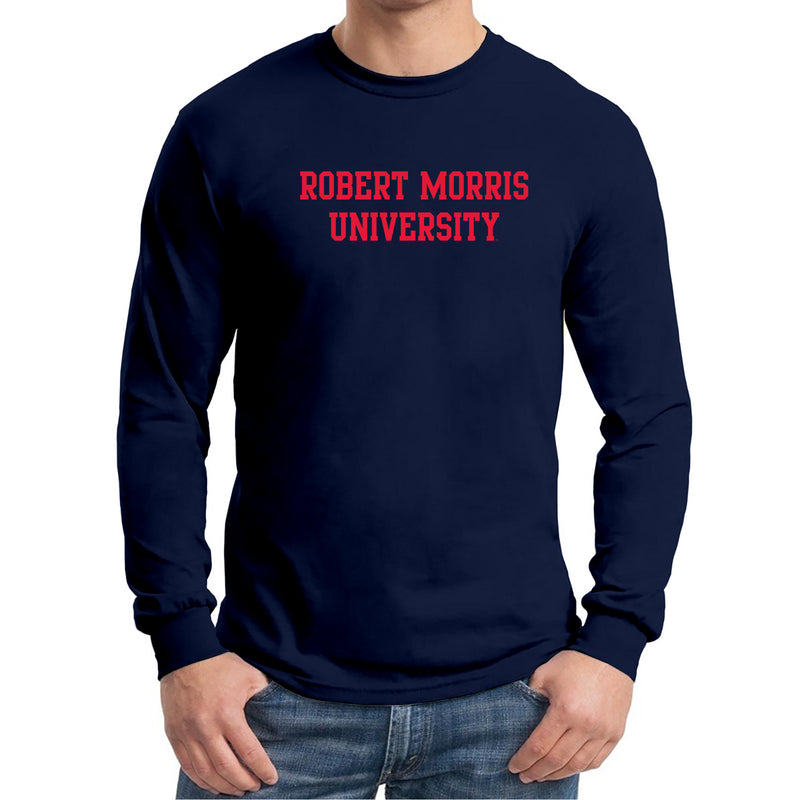 Robert Morris University Colonials Basic Block Long Sleeve T Shirt - Navy