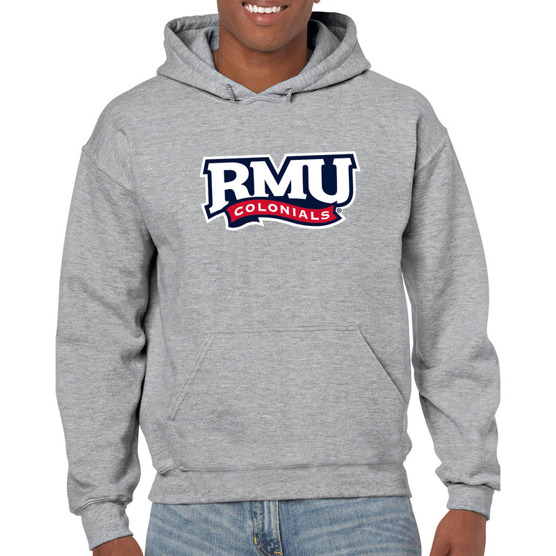 Robert Morris University Colonials Primary Logo Hooded Sweatshirt - Sport Grey