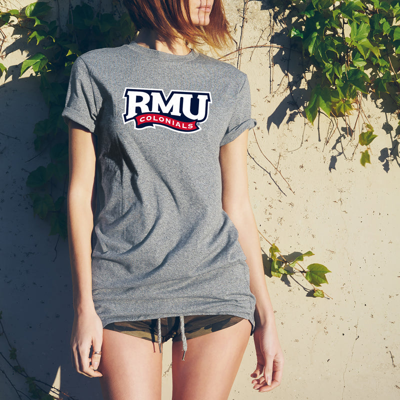 Robert Morris University Colonials Primary Logo Short Sleeve T Shirt - Sport Grey
