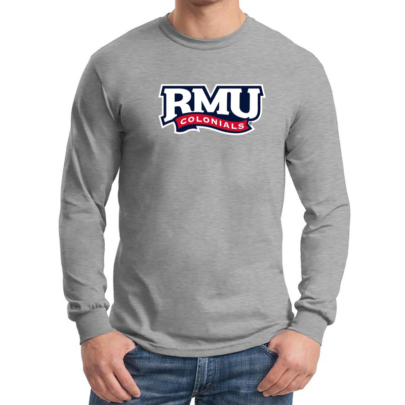 Robert Morris University Colonials Primary Long Sleeve T Shirt - Sport Grey