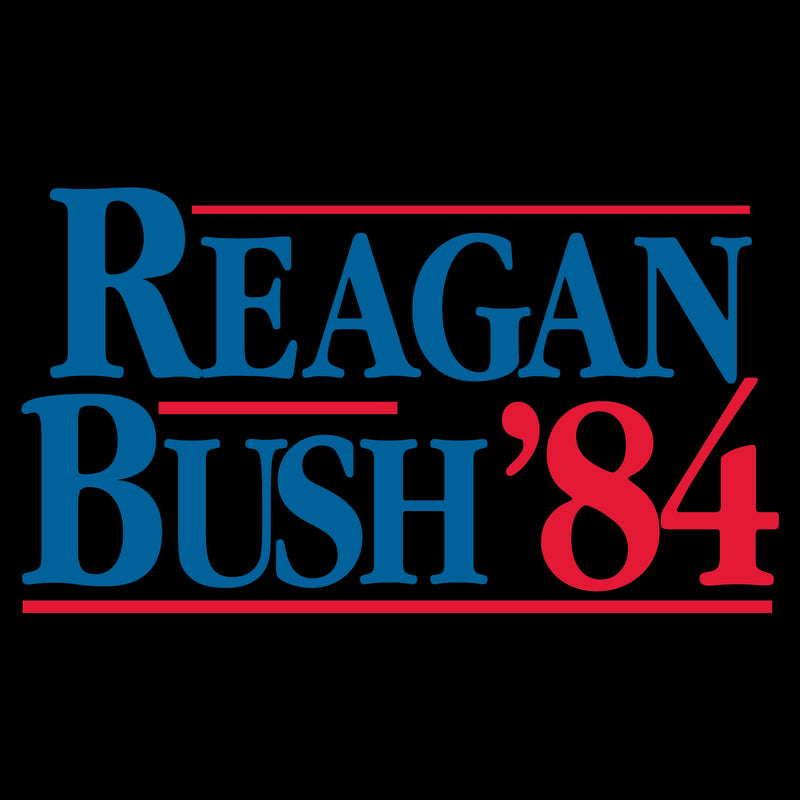Long Sleeve Reagan/Bush 84 - Ronald Reagan, George Bush, Republican - Adult Cotton T-Shirt - Black