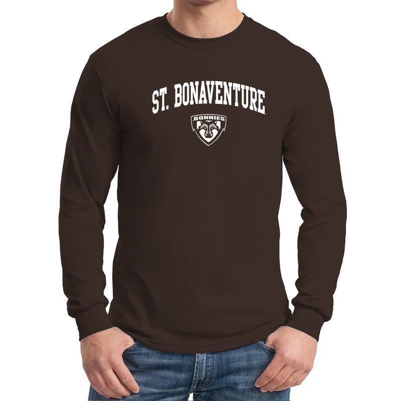 St. Bonaventure Bonnies Arch Logo Long Sleeve T Shirt - Dark Chocolate