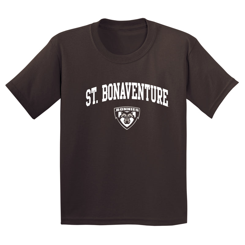 St. Bonaventure Bonnies Arch Logo Youth T Shirt - Dark Chocolate
