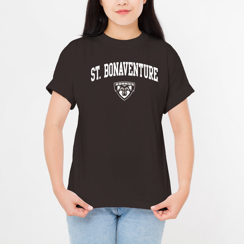 St. Bonaventure University Bonnies Arch Logo T Shirt - Dark Chocolate