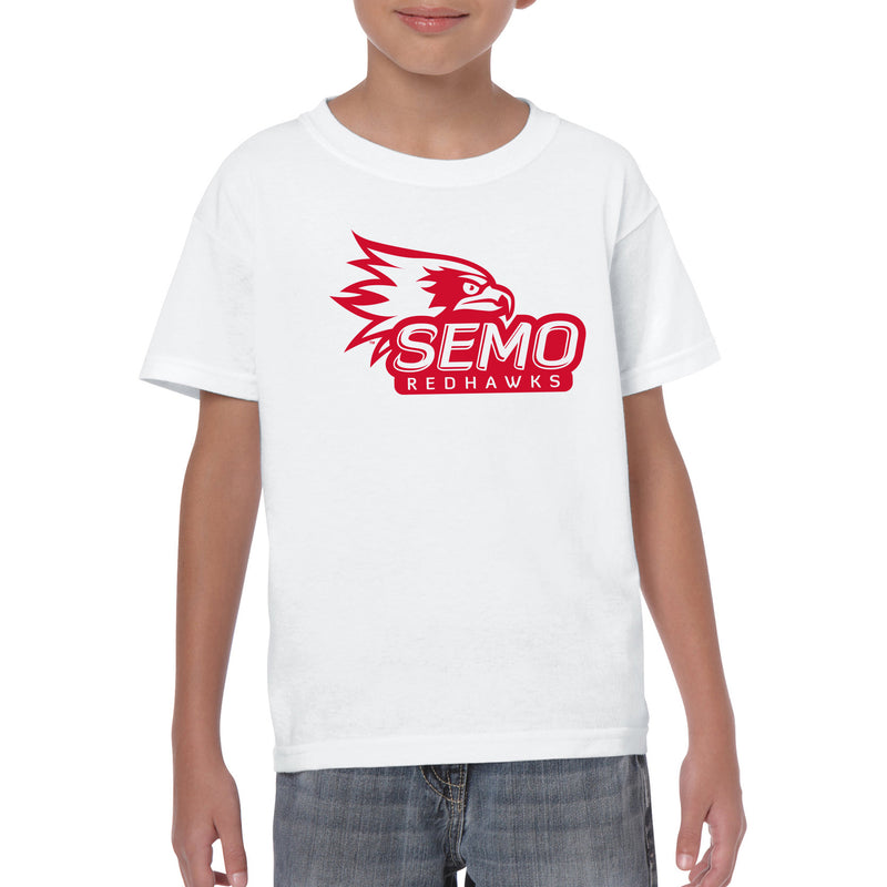 Southeast Missouri State University Redhawks Primary Logo Youth Short Sleeve T-Shirt - White