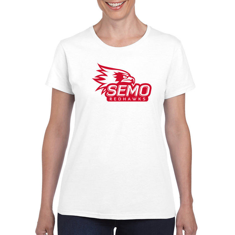 Southeast Missouri State University Redhawks Primary Logo Womens Short Sleeve T-Shirt - White
