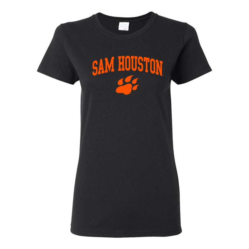 Sam Houston State University Bearkats Arch Logo Short Sleeve Womens T Shirt - Black