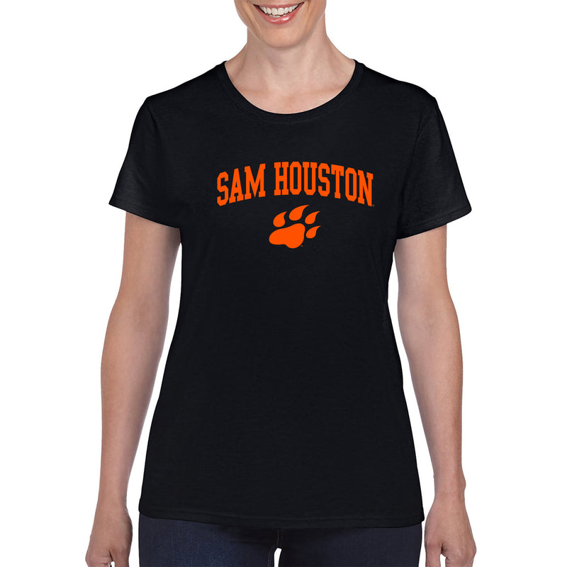 Sam Houston State University Bearkats Arch Logo Short Sleeve Womens T Shirt - Black
