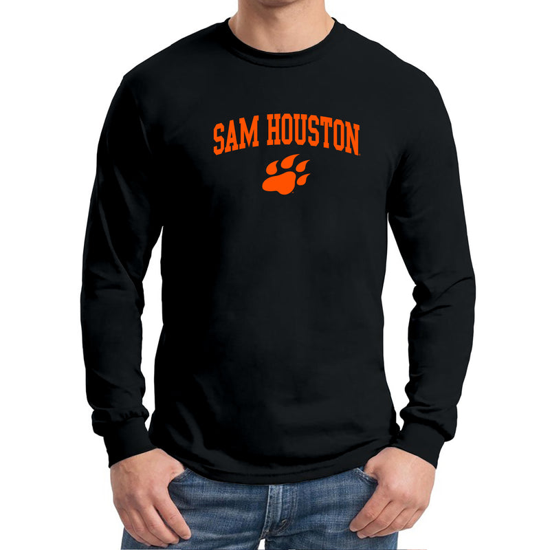 Sam Houston State University Bearkats Arch Logo Long Sleeve T Shirt - Black