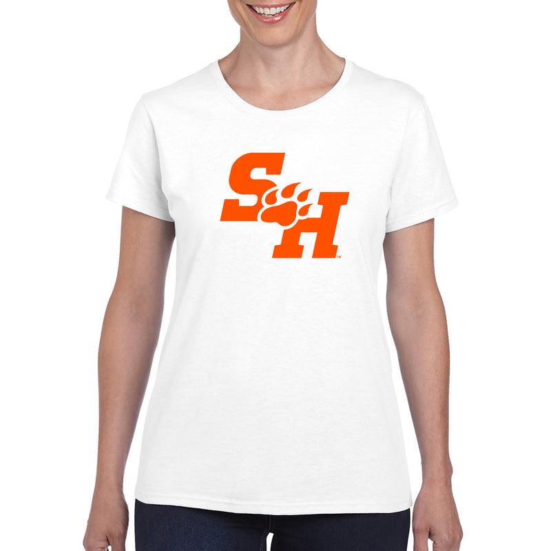 Sam Houston State University Bearkats Primary Logo Short Sleeve Womens T Shirt - White