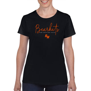 Sam Houston Thin Script Womens T-Shirt - Black