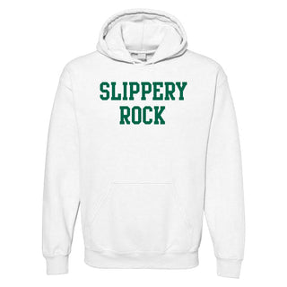 Slippery Rock University The Rock Basic Block Hoodie - White