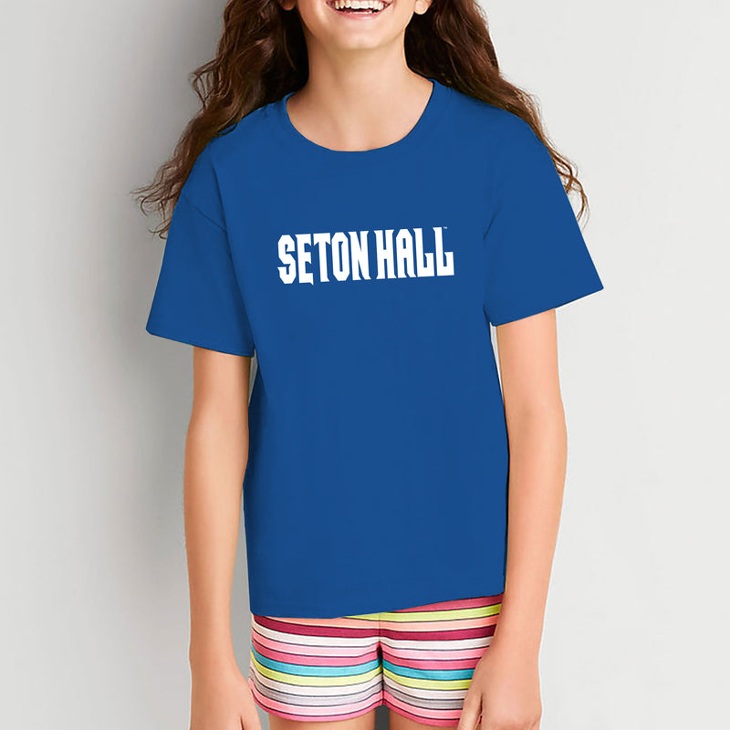 Seton Hall University Pirates Basic Block Youth Short Sleeve T Shirt - Royal