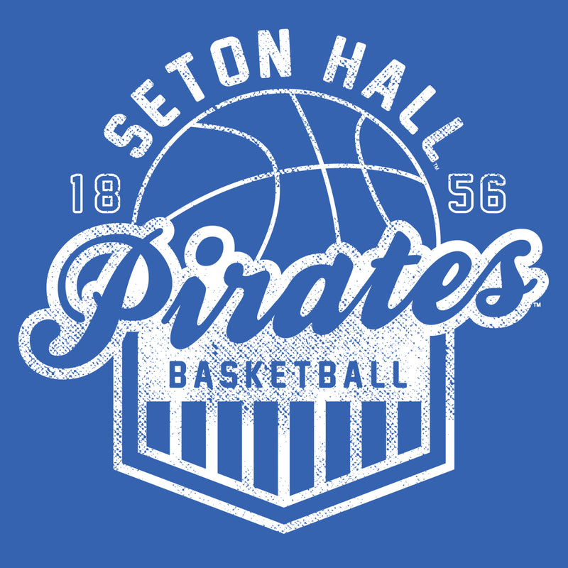 Seton Hall University Pirates Vintage Basketball Shield Short Sleeve T Shirt - Royal