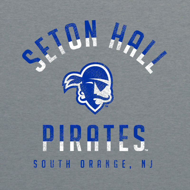 Seton Hall University Pirates Division Arch Canvas Short Sleeve T Shirt - Athletic Grey